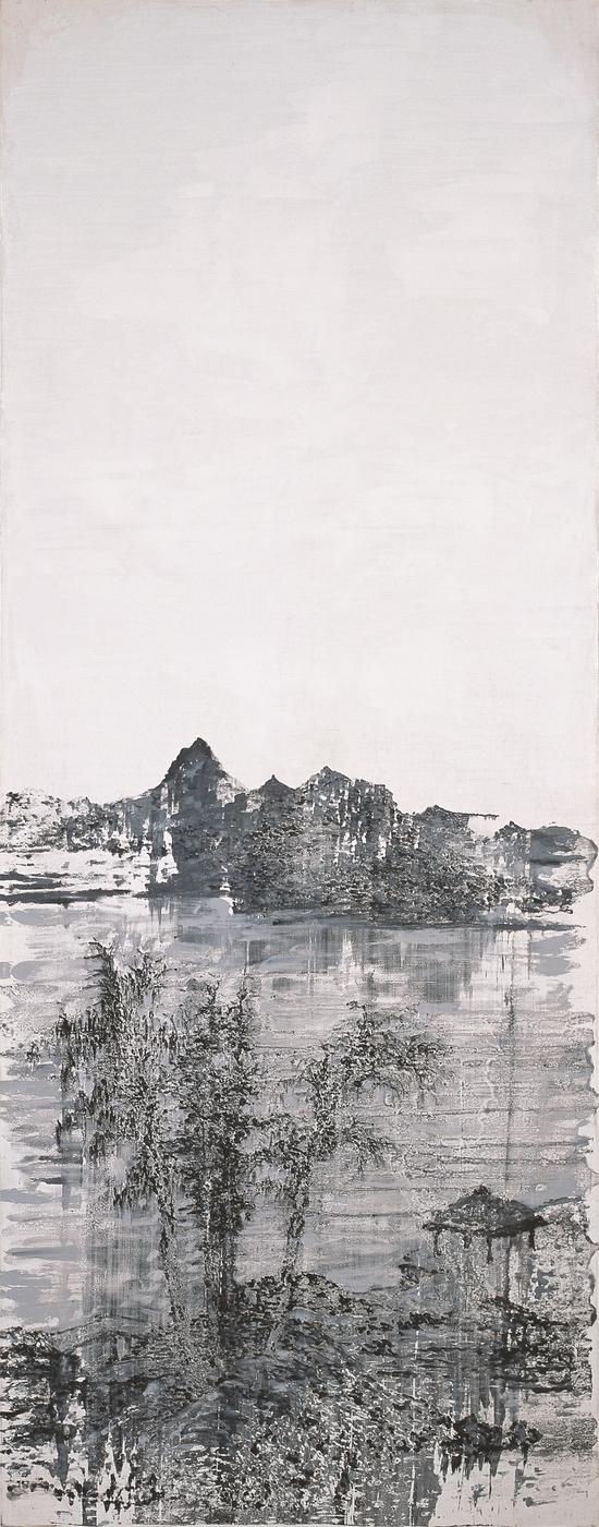 马俊《山水-001》168x75cm布面丙烯油画2014