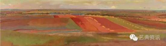 2000年作 阴山的田野 180×50cm 山东春秋拍卖2016春拍