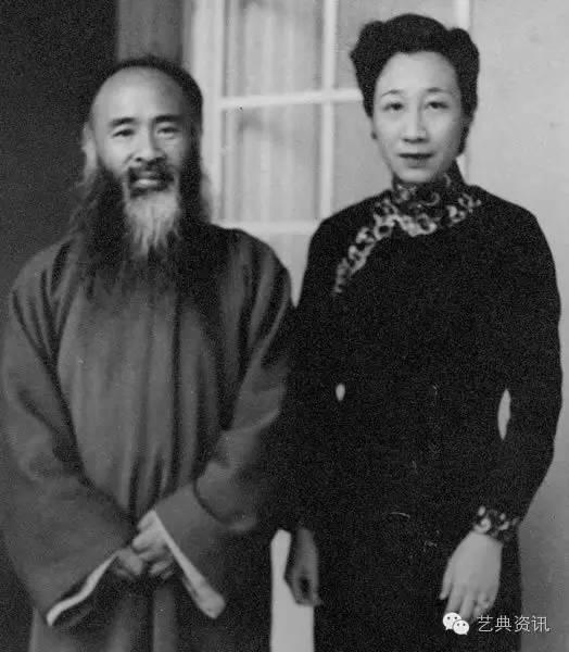 沈怡夫人应懿凝向张大千行拜师礼后合影,1951年,香港