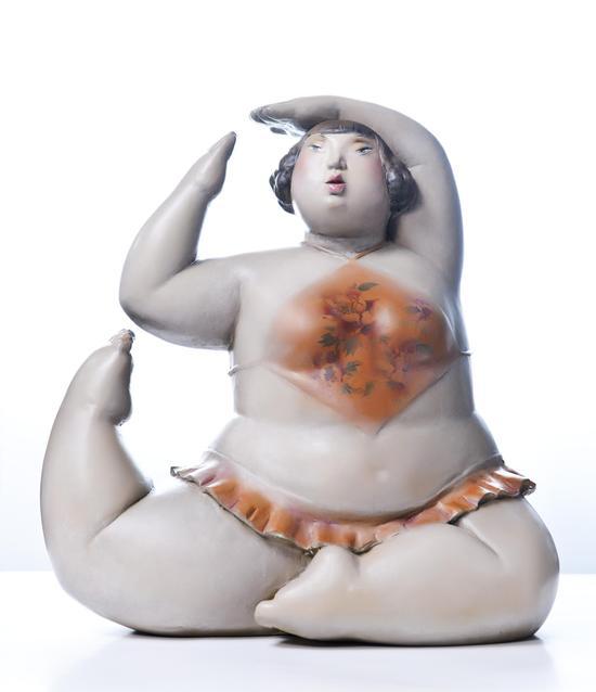 快乐的小胖妞NO12(材质:树脂_尺寸:80cmX80cmX40cm_年代:2013年