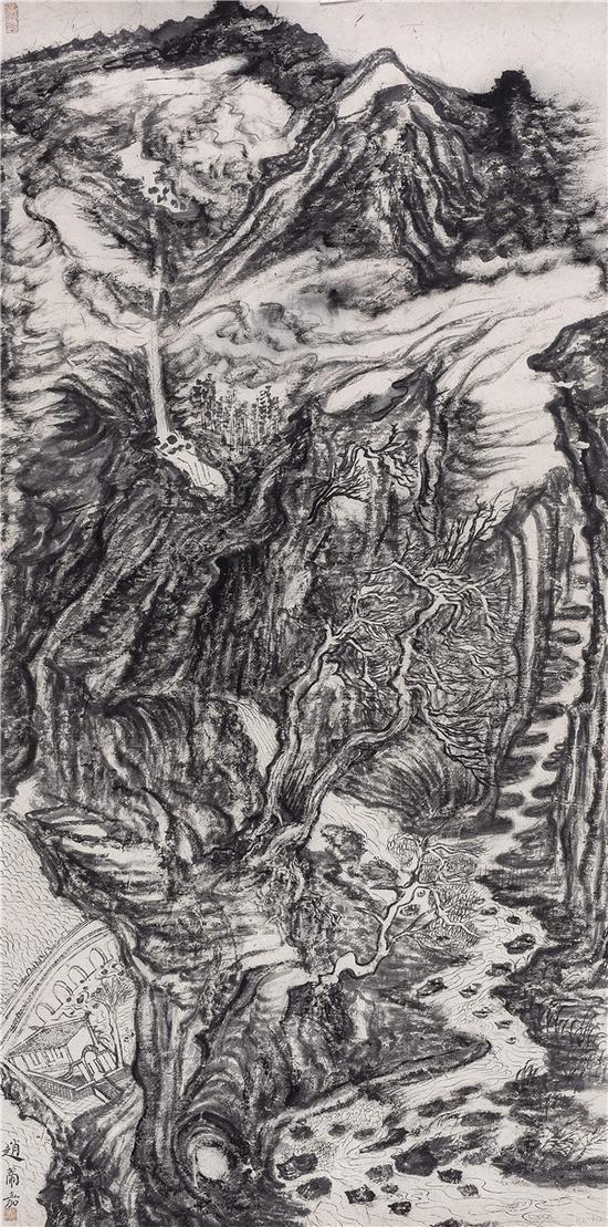 丹崖叠翠No.10 200×98cm 纸本水墨 2010