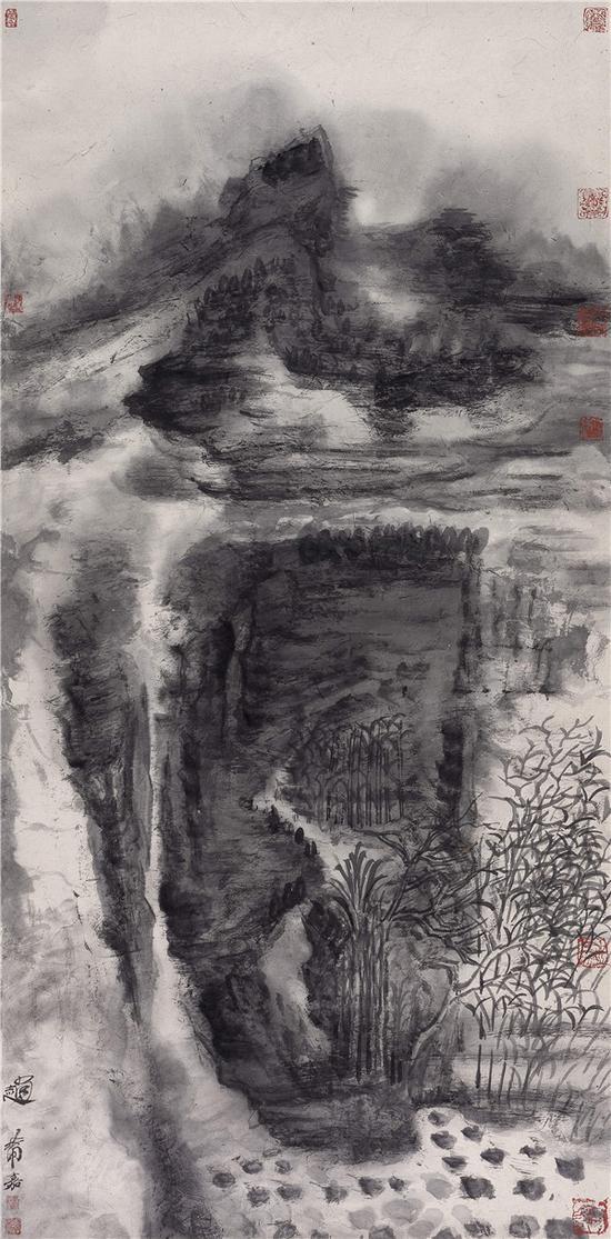 丹崖叠翠No.8 200×99cm 纸本水墨 2010