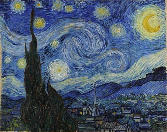 文森特·梵·高,《星空》(The Starry Night,1889)。图片:Courtesy the Museumof Modern Art