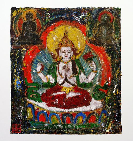 心灵佛光之五六 55*60cm 藏纸 2016年