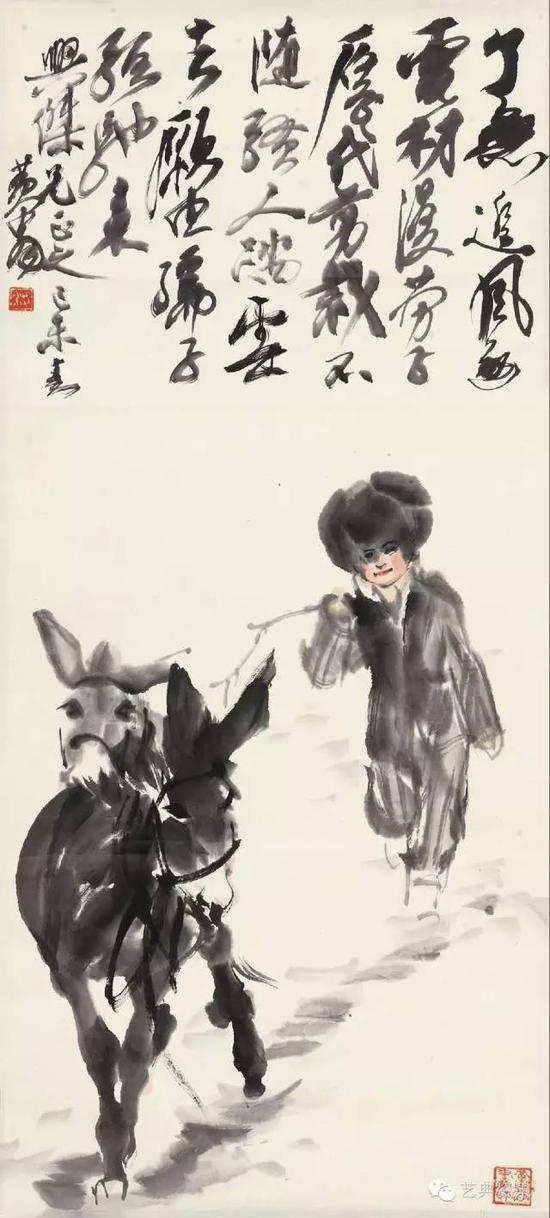 lot3028 黄胄(1925-1997) 赶驴图 100×45cm 艺典拍卖