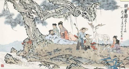 范曾《祥鹿图》,成交价:713万元,图片来源:中国嘉德