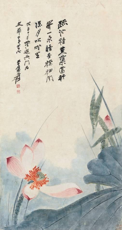 张大千《荷花》,成交价:184万元,图片来源:中国嘉德