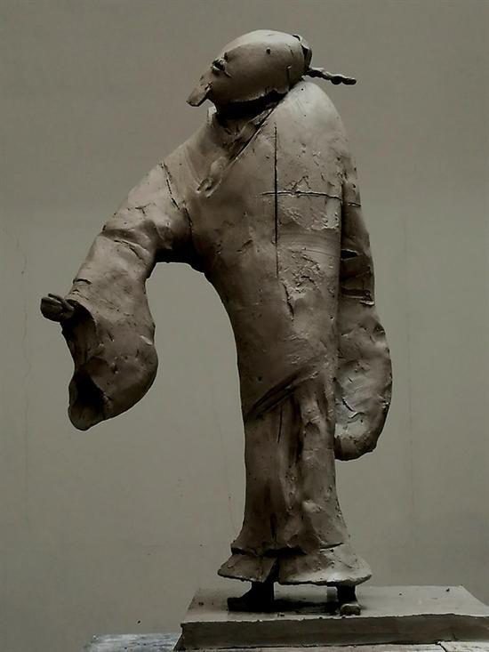 李象群 Li Xaingqun 元四家之吴镇 Wu zhen- Four Masters from Yuan Dynasty 白铜 Cupronickel 61X24X26cm 2016