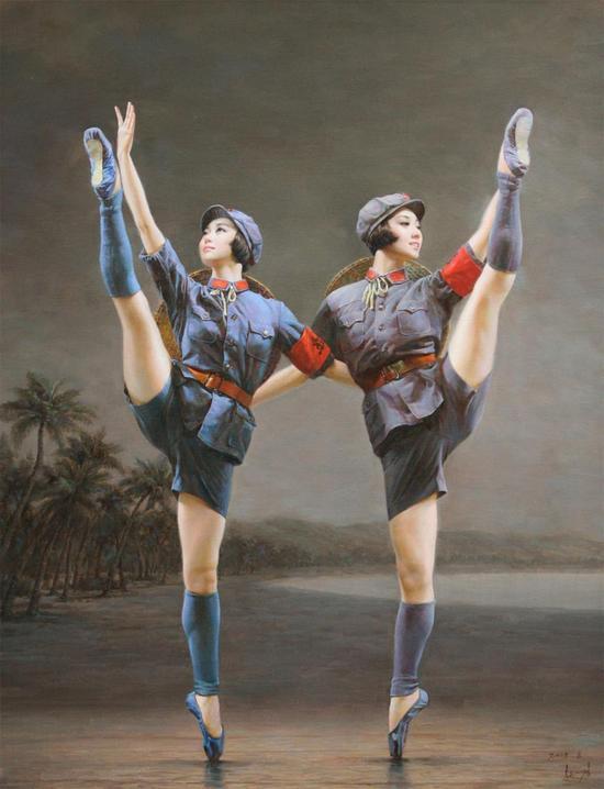 红色娘子军 2015年作 宏顺正 一级画家 布面油画114x147cm 起拍价 RMB:20,000