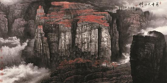 《万重大山情》中国画 244.5cm×124cm 刘人岛