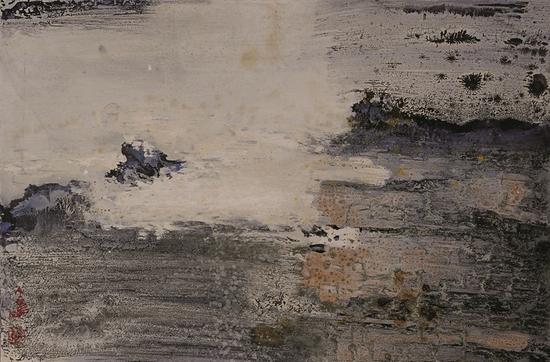 《游离》 漆画 80cmx122cm 刘人岛