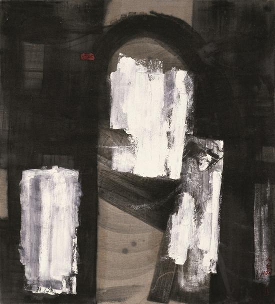 《无题》漆画90cmx100cm 刘人岛