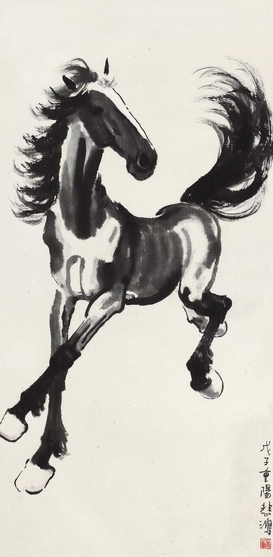 Lot 605 奔马图 徐悲鸿 水墨纸本 108×54cm 估价:5,000,000 - 7,000,000 RMB