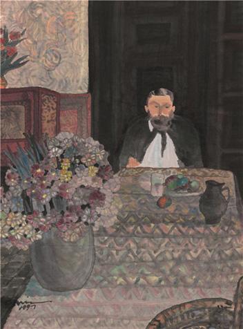 杨佴旻《安德鲁博士》-46x34cm-1997-纸本设色