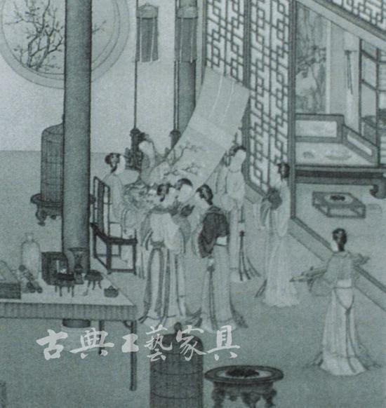 图8 清 《月曼清游图——围炉博古》陈枚 设色绢本 (故宫博物院馆藏)