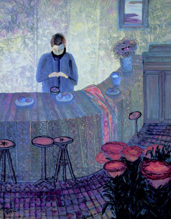 杨佴旻《咖啡店》125cmx97.5cm 1998年 纸本设色