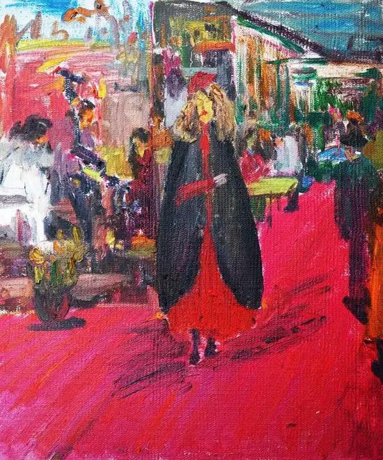 愚(毛毛) 《戴帽子的女人51》 50cmx60cm 布面油画 2016