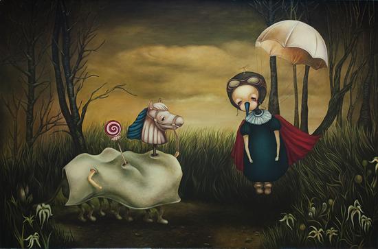 《晚安,醇香的记忆!》布面油画 2013年250x165cm