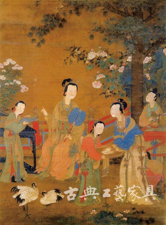 图4 明中晚期 《金盆捞月图轴》局部(上海博物馆藏)