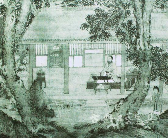 图1 元代 王蒙(1301-1395年)《林谷隐居图》局部。手卷轴纸本水墨,纵177.8厘米,横64.2厘米。(芝加哥艺术学院,Kate.S