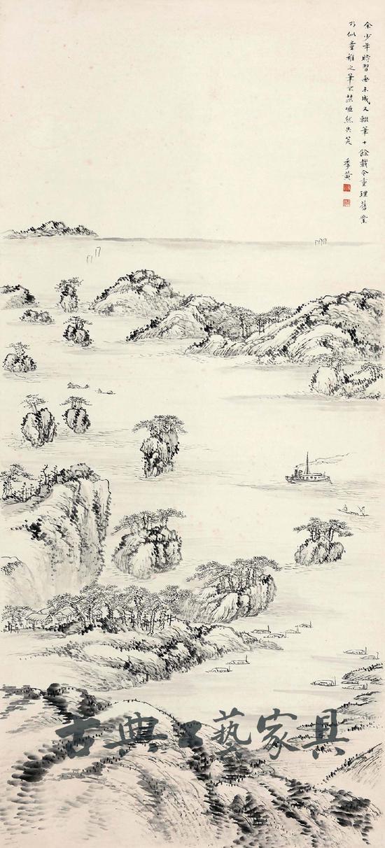 朱家溍《江山泛舟》立轴(图片提供:北京保利)