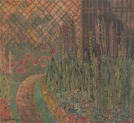 以莫奈作品为蓝本的风景 77X83cm 1995 纸本设色