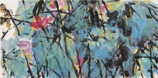 《香远益清》,纸本水墨,138cm×69cm,2015年