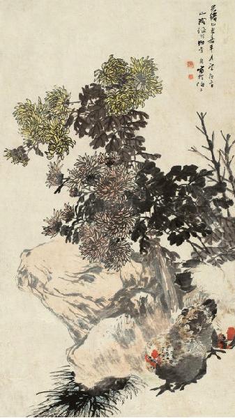 任伯年《艳秋双吉图》