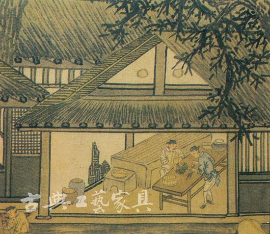 图3 明代画家沈周(1427-1509)手卷轴《村景图》局部。(台北故宫博物院藏)