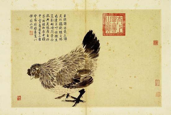 明沈周《鸡》册页