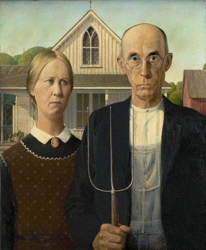 Grant Wood,《美式哥特》,1930。图片:© The Art Institute of Chicago