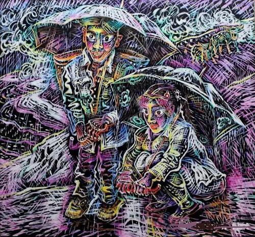 《毛毛雨》 布面油画 185x200cm 2007年
