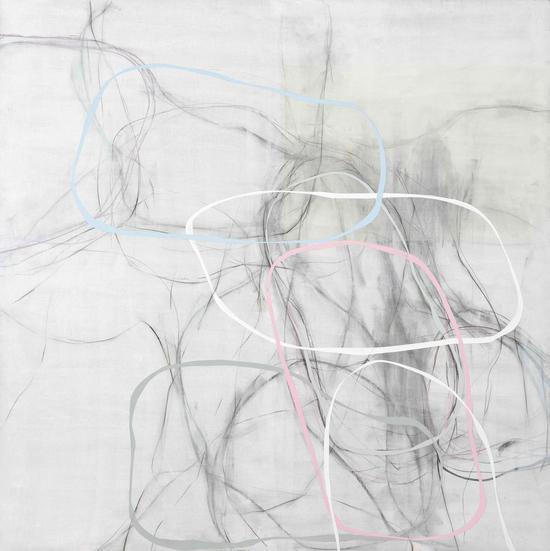 周力,《线-白影 之二》+Lines - White Shadow No.2 , 综合材料+Mixed media on canvas,200x200cm,2016-min