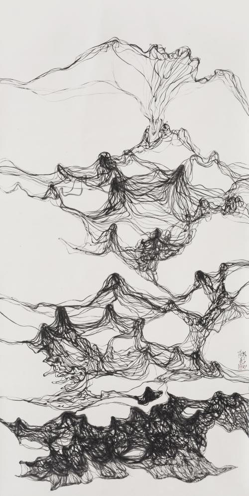 月出莲花 245x125cm 纸本水墨 2016年