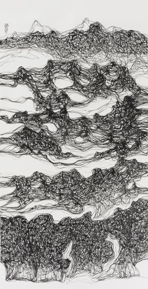 韵律山水 (1) 245x125cm 纸本水墨 2016年