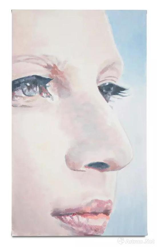 吕克·图伊曼斯, 《K》 (2017年)。 布面油画,135 x 80.2 厘米
