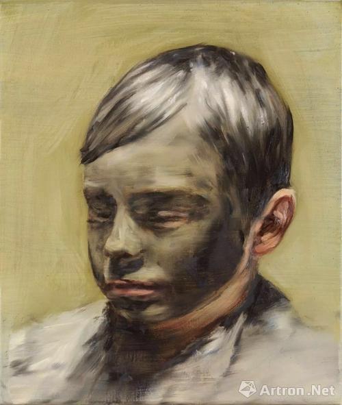 Michaël Borremans, 《Mud Boy》 (2017年)。布面油画,42 x 36 厘米