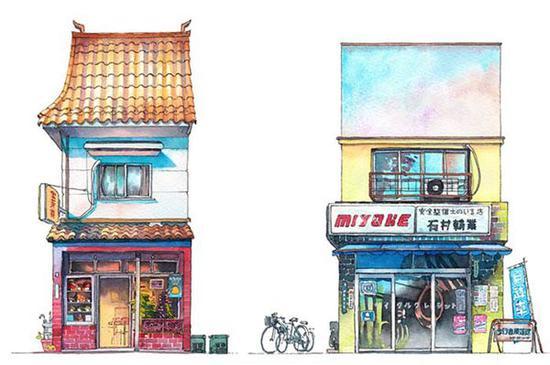(左)#04 高田区的中国餐馆(右)#05神乐坂和kichijyouji地区的miyake自行车店
