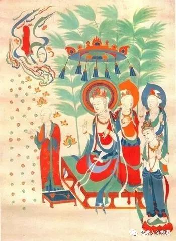 张大千所临摹的敦煌壁画《隋 文殊问疾》(部分)