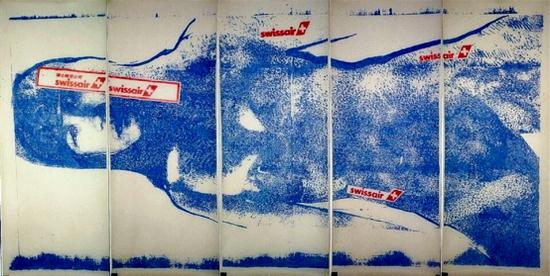 朱发东《我要飞》,2002,羊皮纸手绘,220x90cmx5