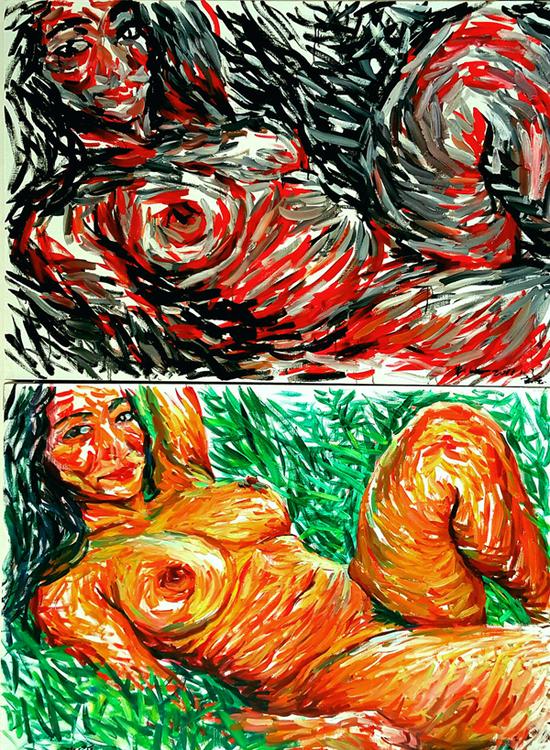 朱发东《透气系列2016-2》,2016,布面油画,146x100cmx2