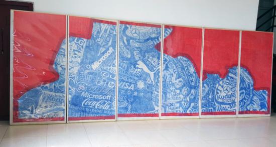朱发东《前进》,2008-2009,羊皮纸手绘,200x90cmx6