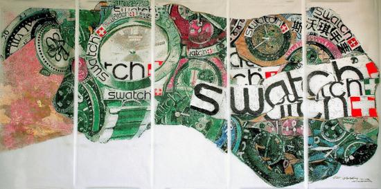 朱发东《无题》,2009,羊皮纸手绘,215x90cmx5