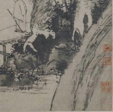 图15《溪桥策杖图》 收藏印章