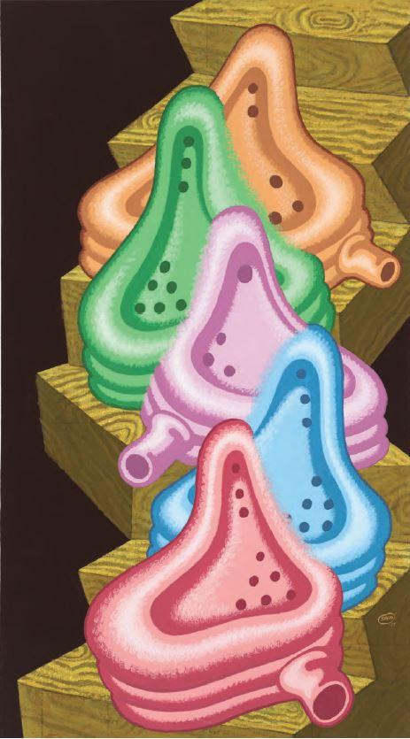 Peter Saul,《Urinal Descending a Staircase》,2017年。图片:致谢Francis M。 Naumann Fine Art, LLC