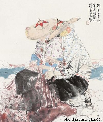 2011年作《惠安女》81×67cm,保利2011秋拍322万元拍出