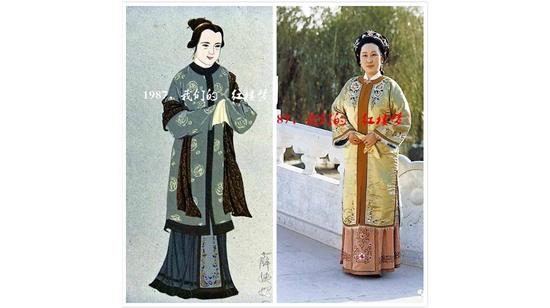 薛姨妈服装设计手稿与剧照
