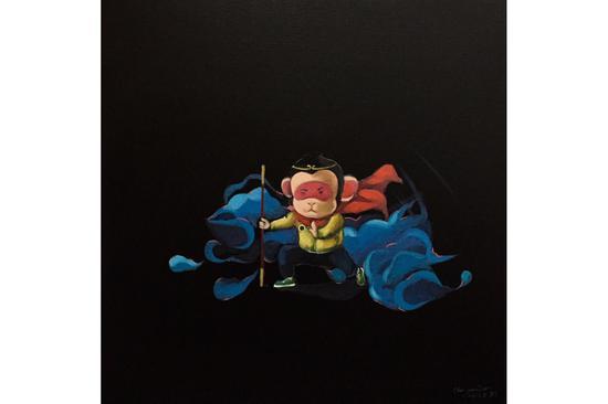 师父,我来保护你 布面油画 50X50cm 2017