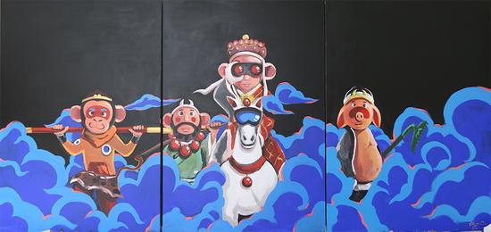 《五圣成真》布面丙烯 420x200cm 2017年 点击进入拍场<<