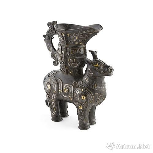 19 Lot464 GOLD AND SILVER INLAID BRONZE INCENSE HOLDER
